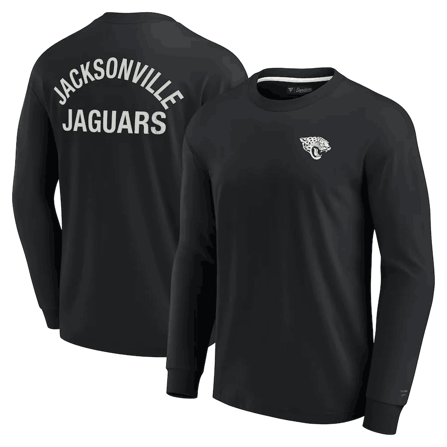 Men's Jacksonville Jaguars Black Signature Unisex Super Soft Long Sleeve T-Shirt Men's Jacksonville Jaguars Black Signature Unisex Super Soft Long Sleeve T-Shirt